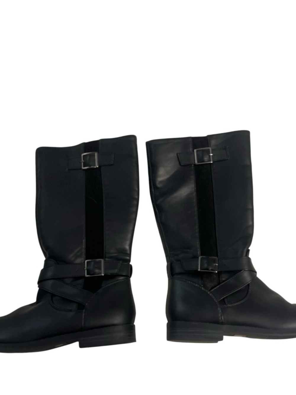 Girls Black Leather Knee High Boots Riding Style Size 1 - Picture 3 of 11